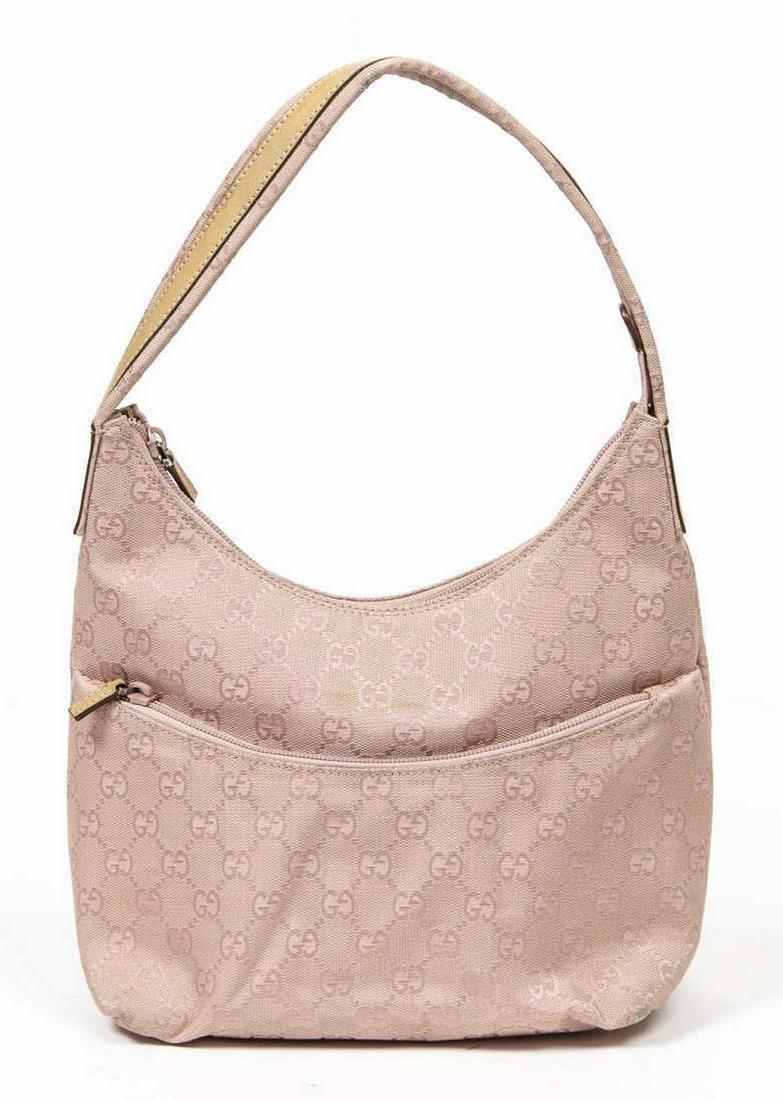 GUCCI HOBO PINK GG MONOGRAM CANVAS HANDBAG (1 of 7)