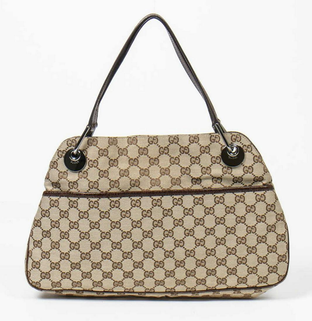 GUCCI 'ECLIPSE' GG CANVAS LEATHER-TRIMMED HANDBAG (1 of 7)