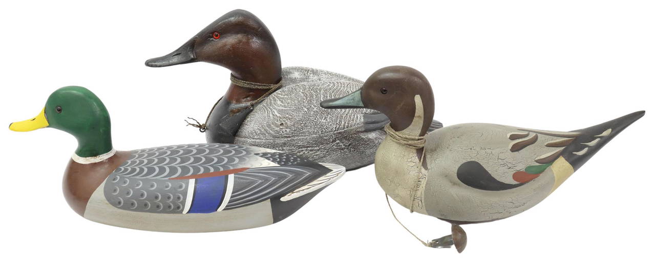 (3) Cabela's & Ducks Unlimited Carved Decoys