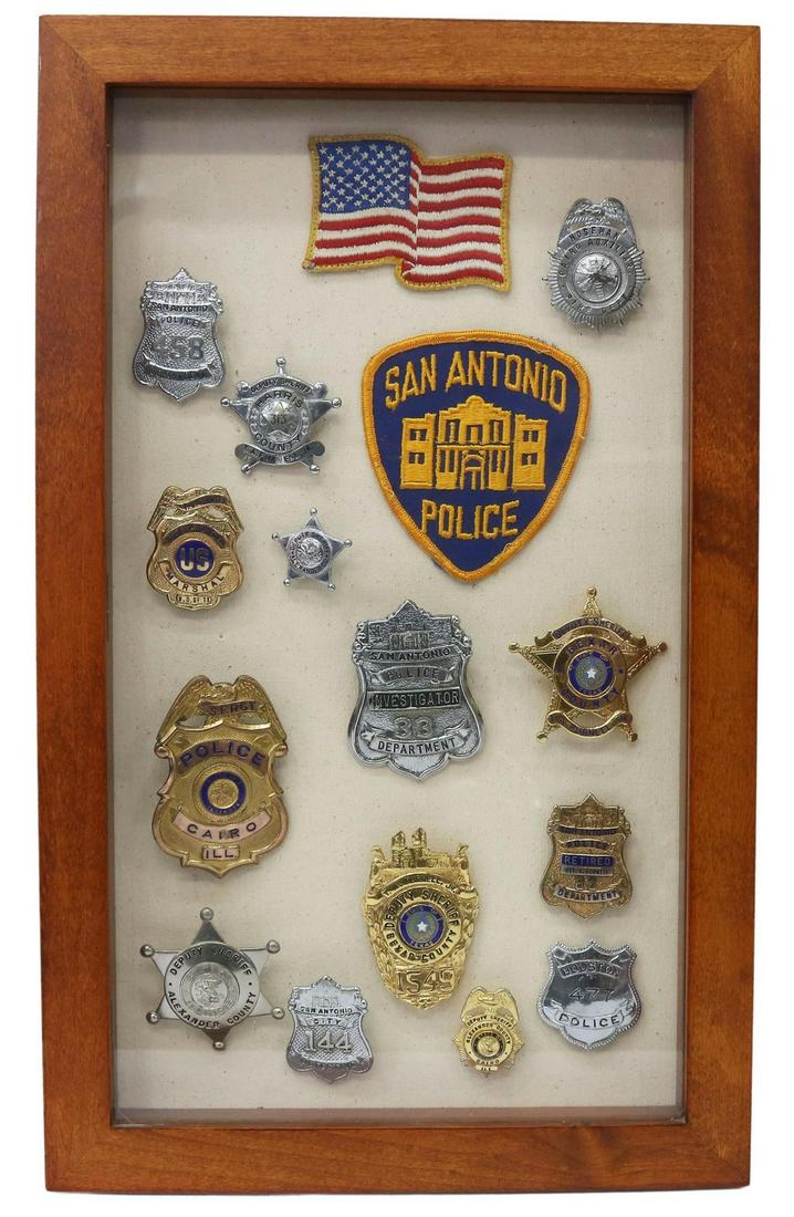 FRAMED US MARSHALL TEXAS POLICE & FIREMEN'S BADGES (1 of 6)