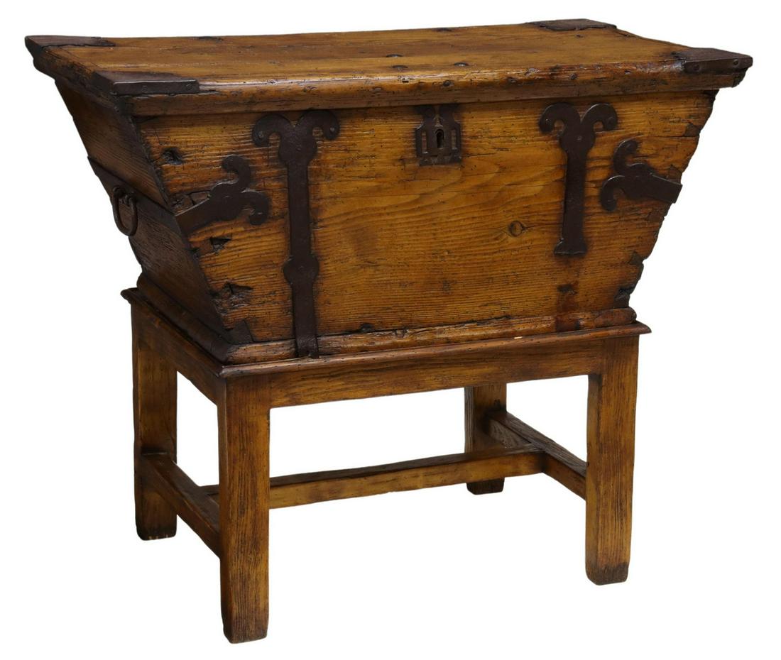 CONTINENTAL IRON-MOUNTED STORAGE TRUNK ON STAND (1 of 5)