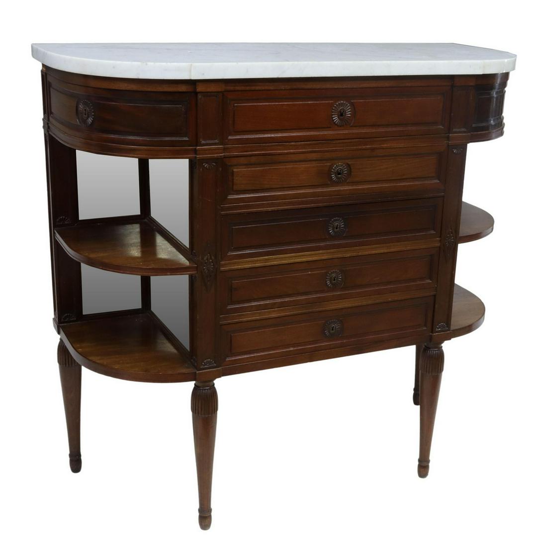 FRENCH LOUIS XVI STYLE MARBLE-TOP MAHOGANY SERVER (1 of 6)