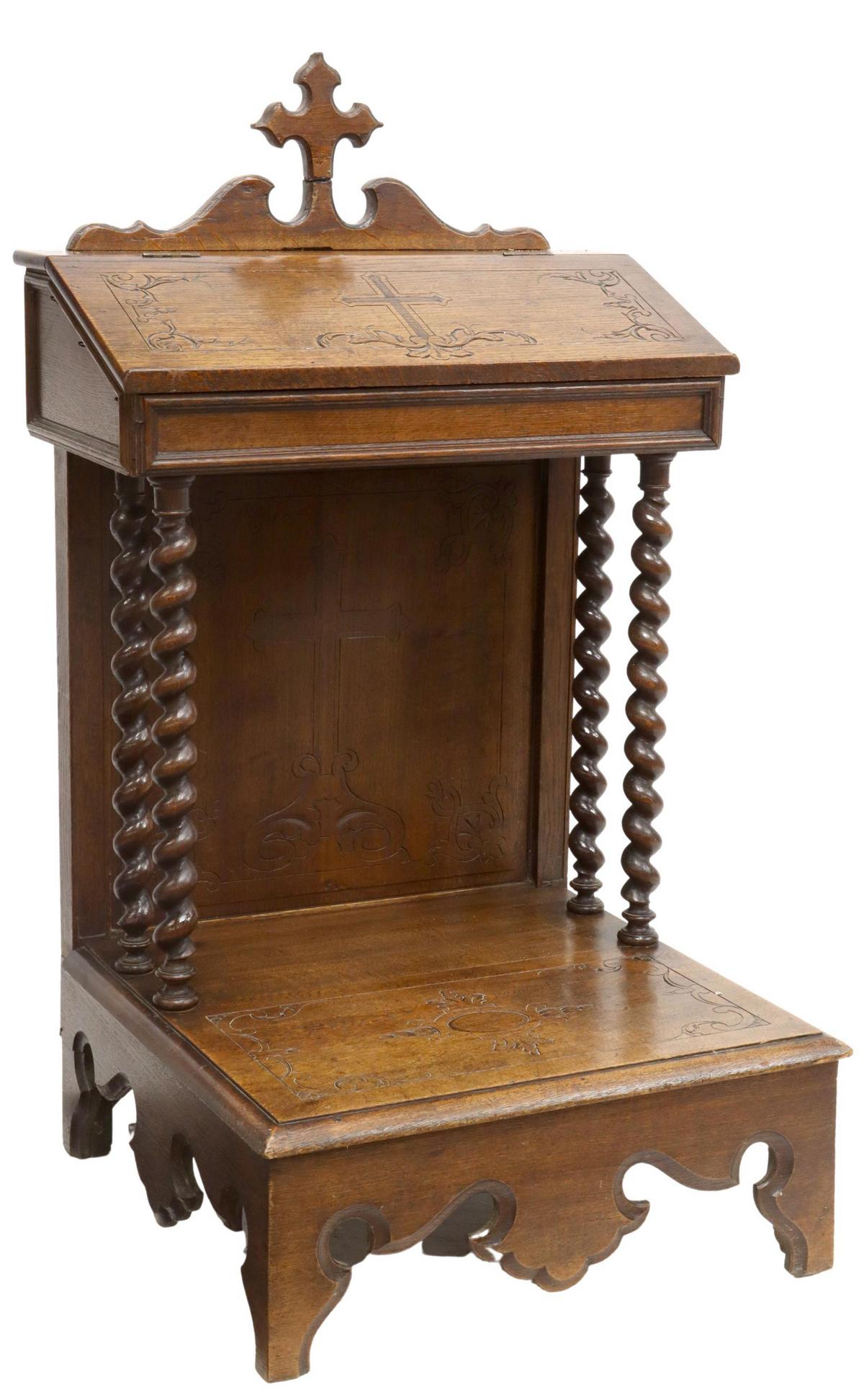 FRENCH CARVED OAK PRIE-DIEU/ PRAYER KNEELER (1 of 5)