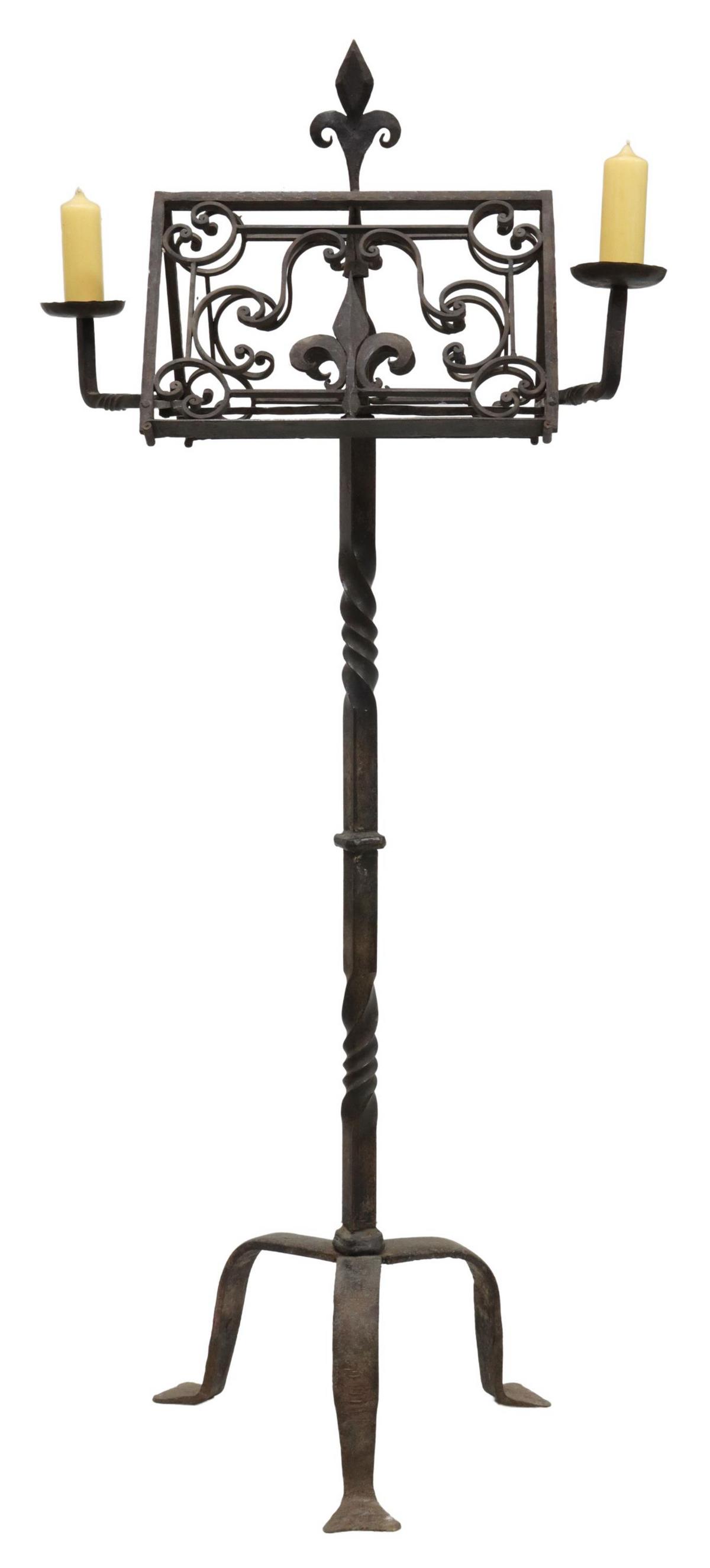 FRENCH DOUBLE-SIDED IRON LECTERN MUSIC STAND (1 of 3)