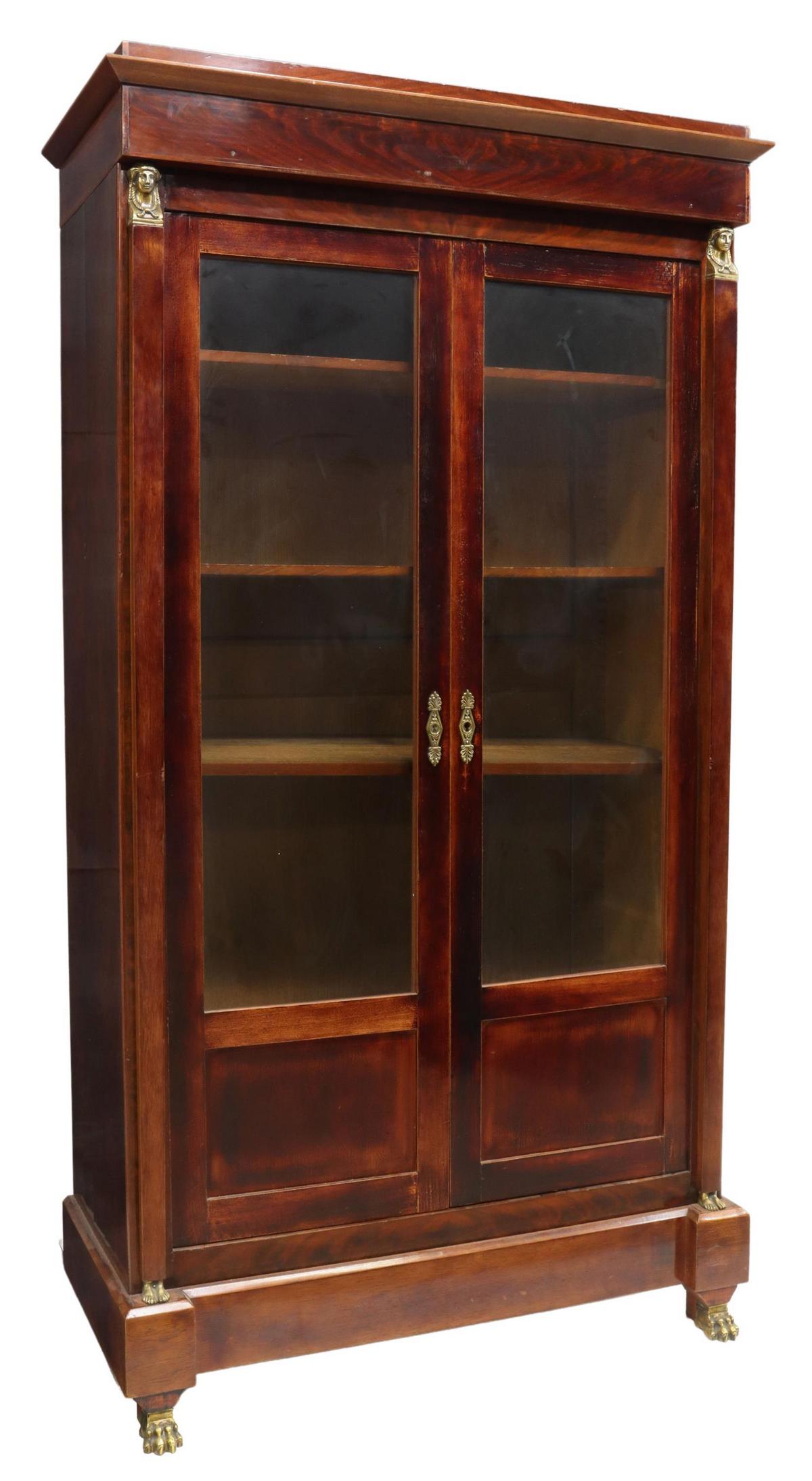 FRENCH EMPIRE STYLE MAHOGANY BOOKCASE (1 of 4)