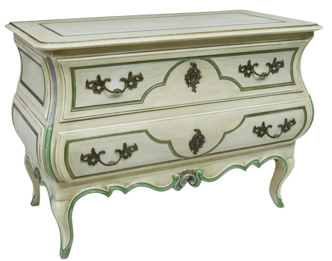 FRENCH LOUIS XV STYLE PAINTED BOMBE COMMODE (1 of 5)