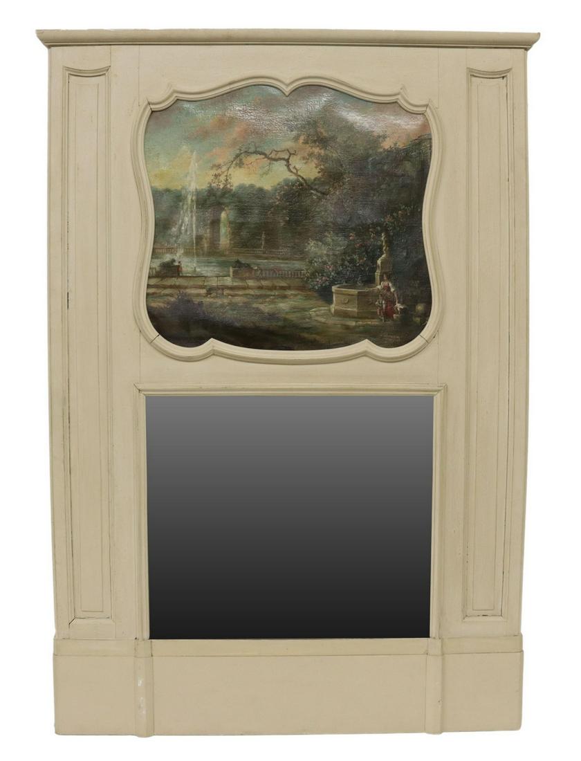 FRENCH LOUIS XVI STYLE PAINTED TRUMEAU MIRROR (1 of 4)