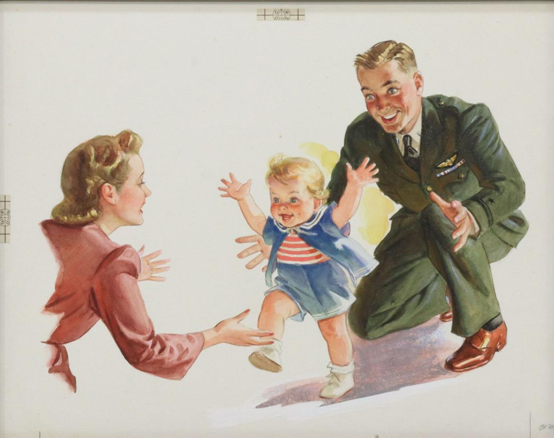 WWII-ERA ADVERTISING ILLUSTRATION ART PAINTING (1 of 4)