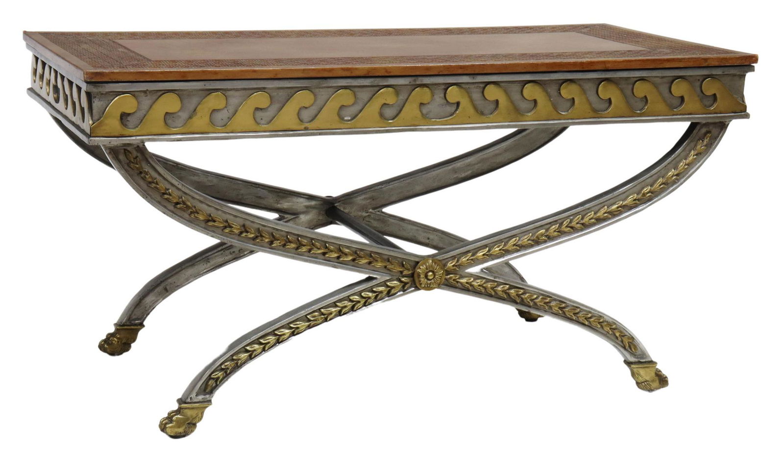 NEOCLASSICAL STYLE LEATHER-TOP COFFEE TABLE (1 of 4)