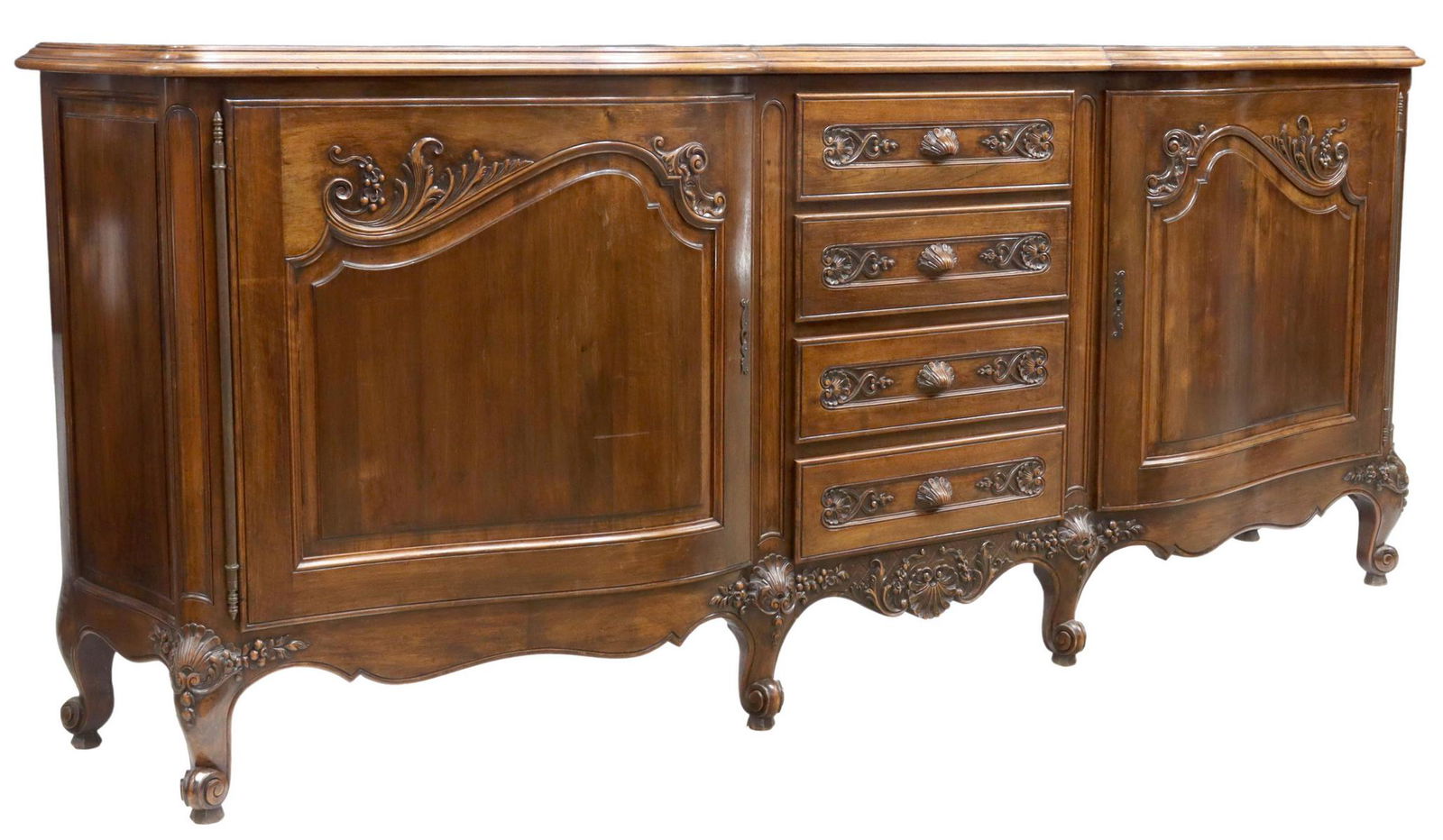 LARGE FRENCH LOUIS XV STYLE WALNUT SIDEBOARD (1 of 6)