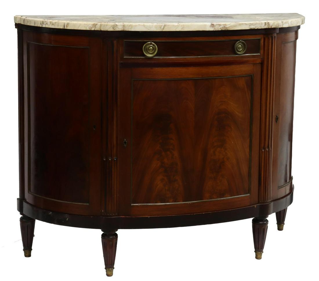 LOUIS XVI STYLE MARBLE-TOP MAHOGANY SIDEBOARD (1 of 6)
