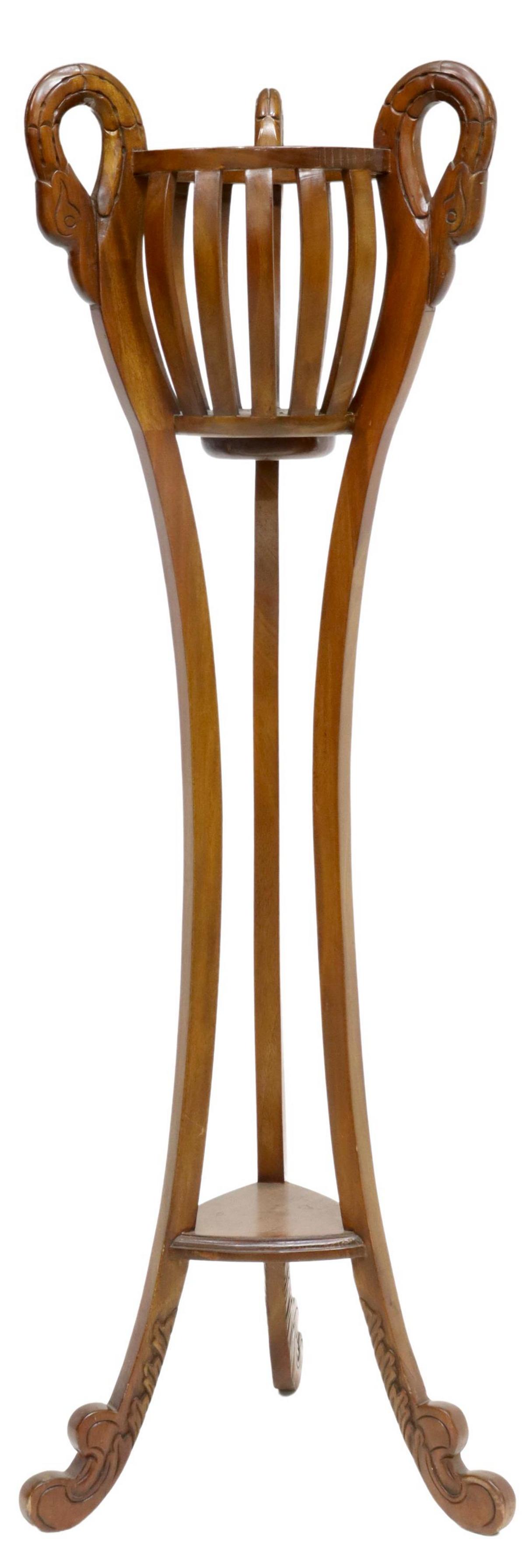 FRENCH EMPIRE STYLE MAHOGANY SWAN PLANT STAND (1 of 3)