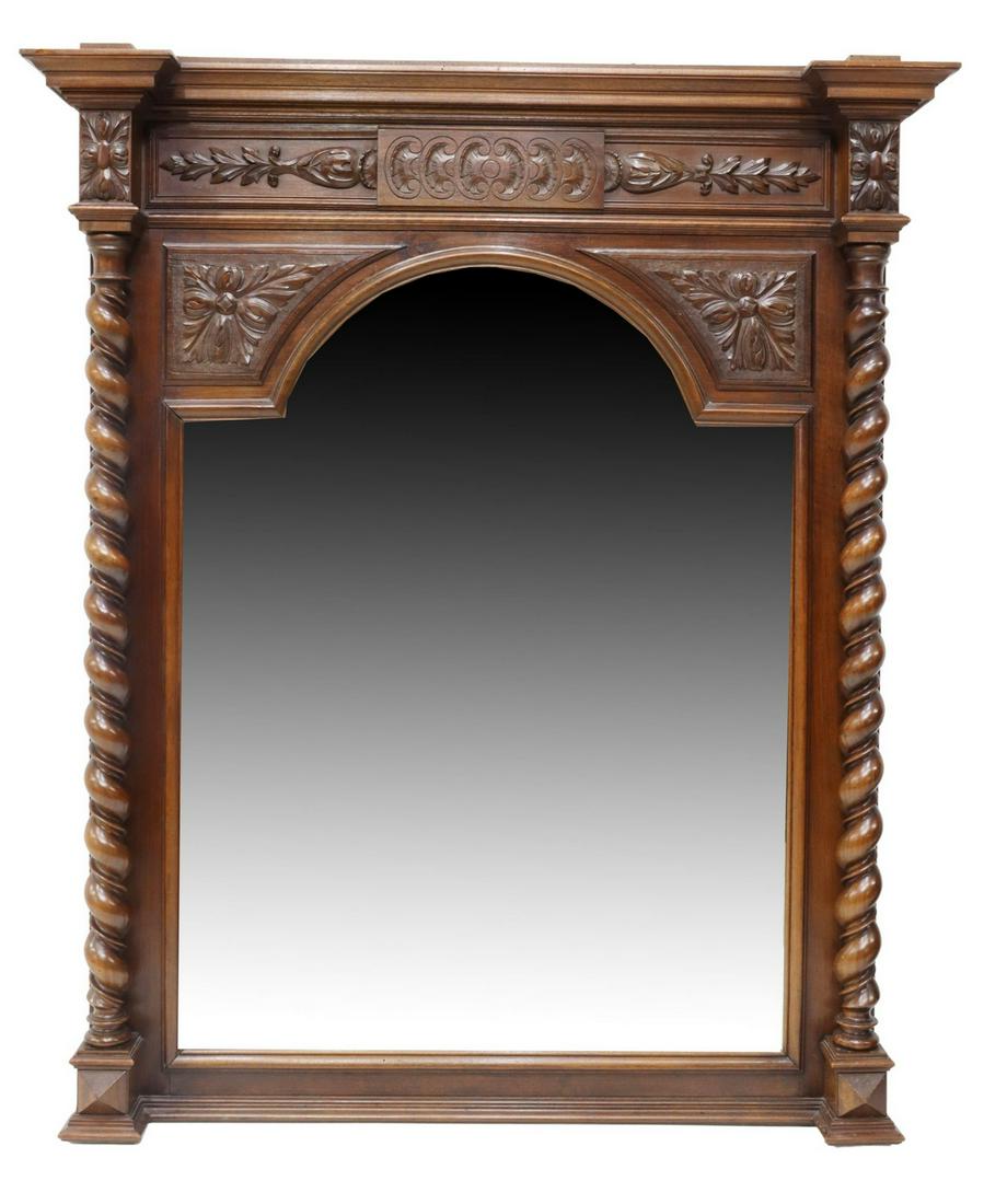FRENCH HENRI II STYLE WALNUT BEVELED MIRROR (1 of 3)