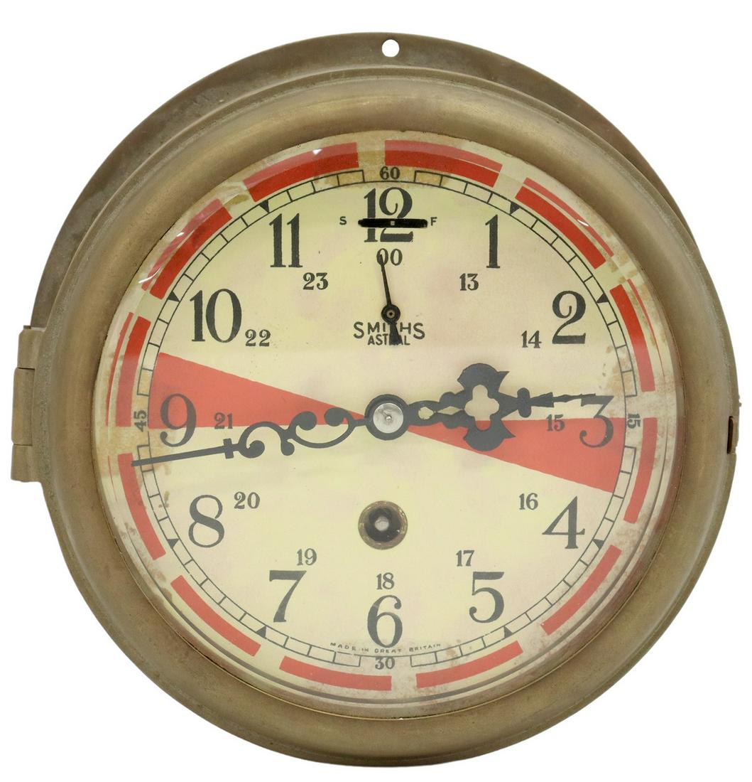 SMITHS ASTRAL BRASS-CASED MARINE RADIO ROOM CLOCK (1 of 4)