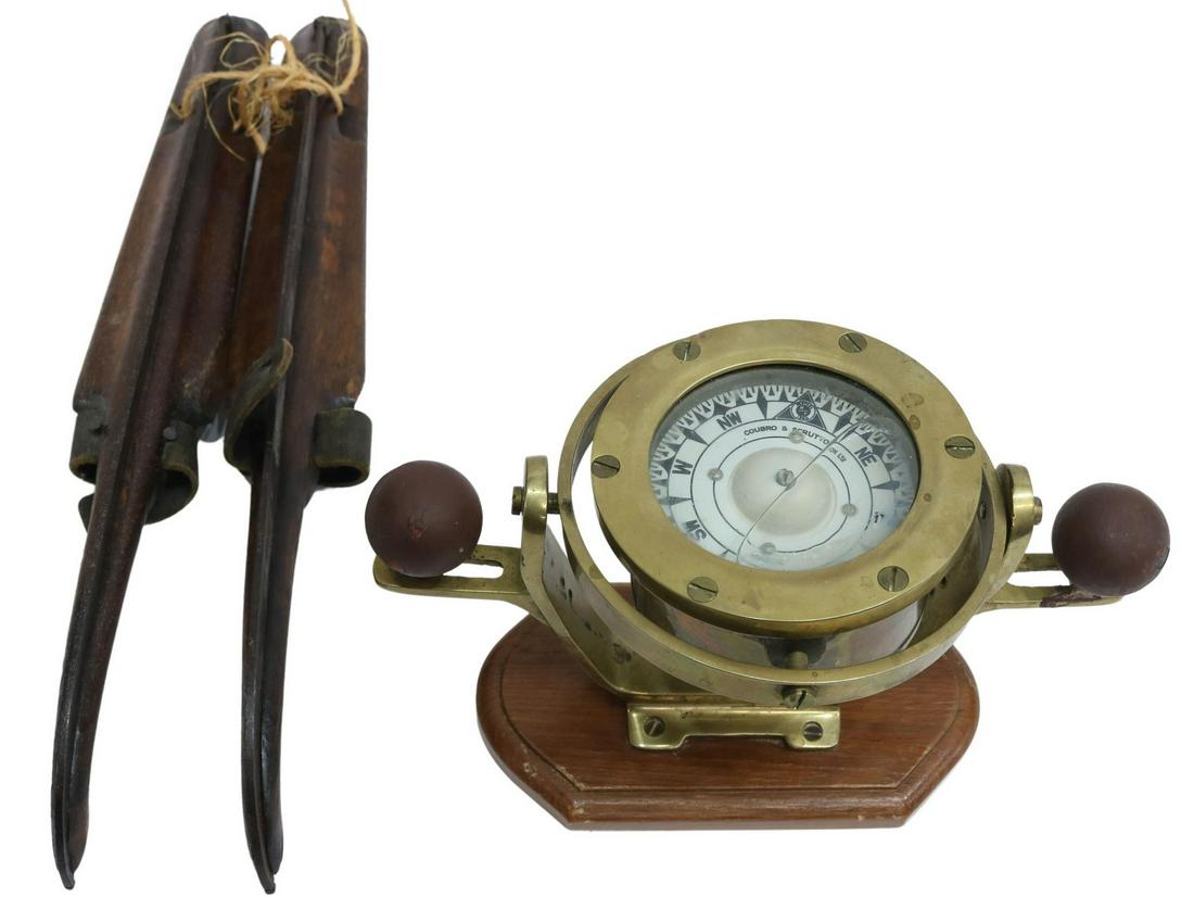 (2) NAUTICAL COMPASS & ANTIQUE ICE SKATES (1 of 7)