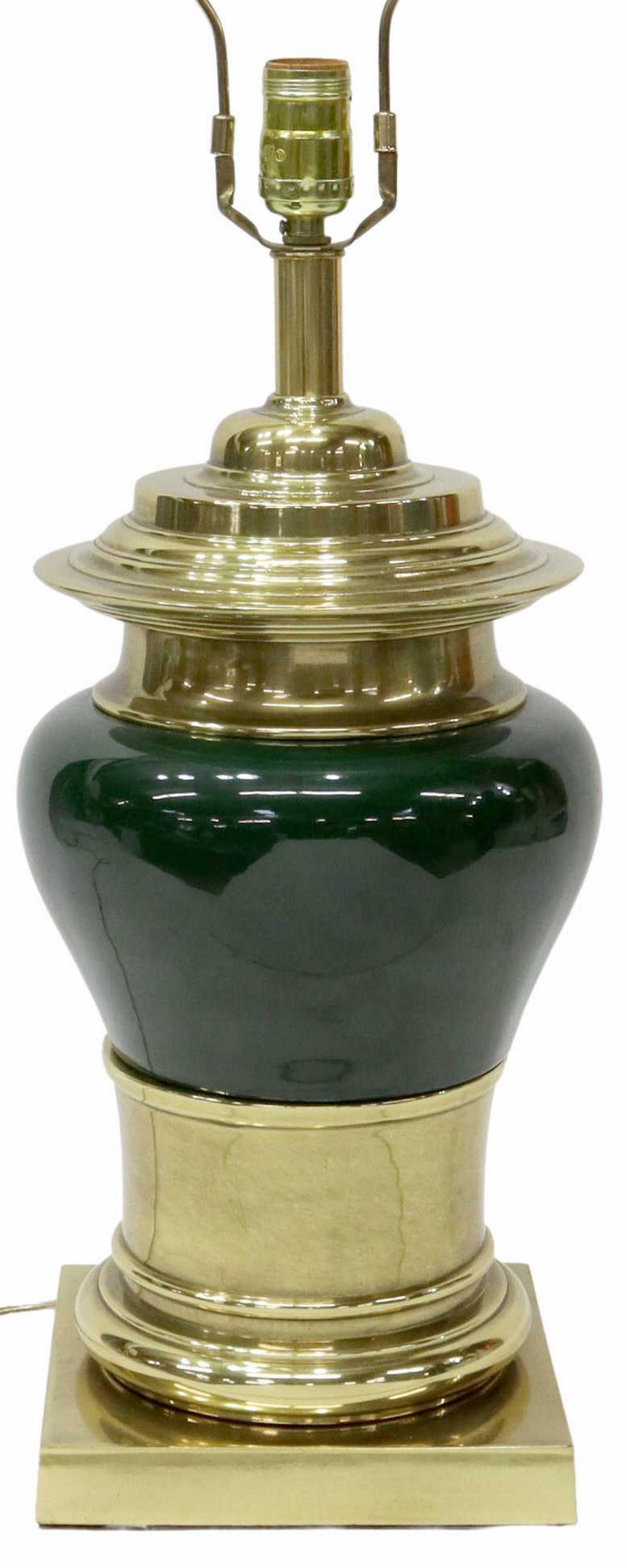 STIFFEL (ATTRIB.) BRASS & CERAMIC 1-LT TABLE LAMP (1 of 4)