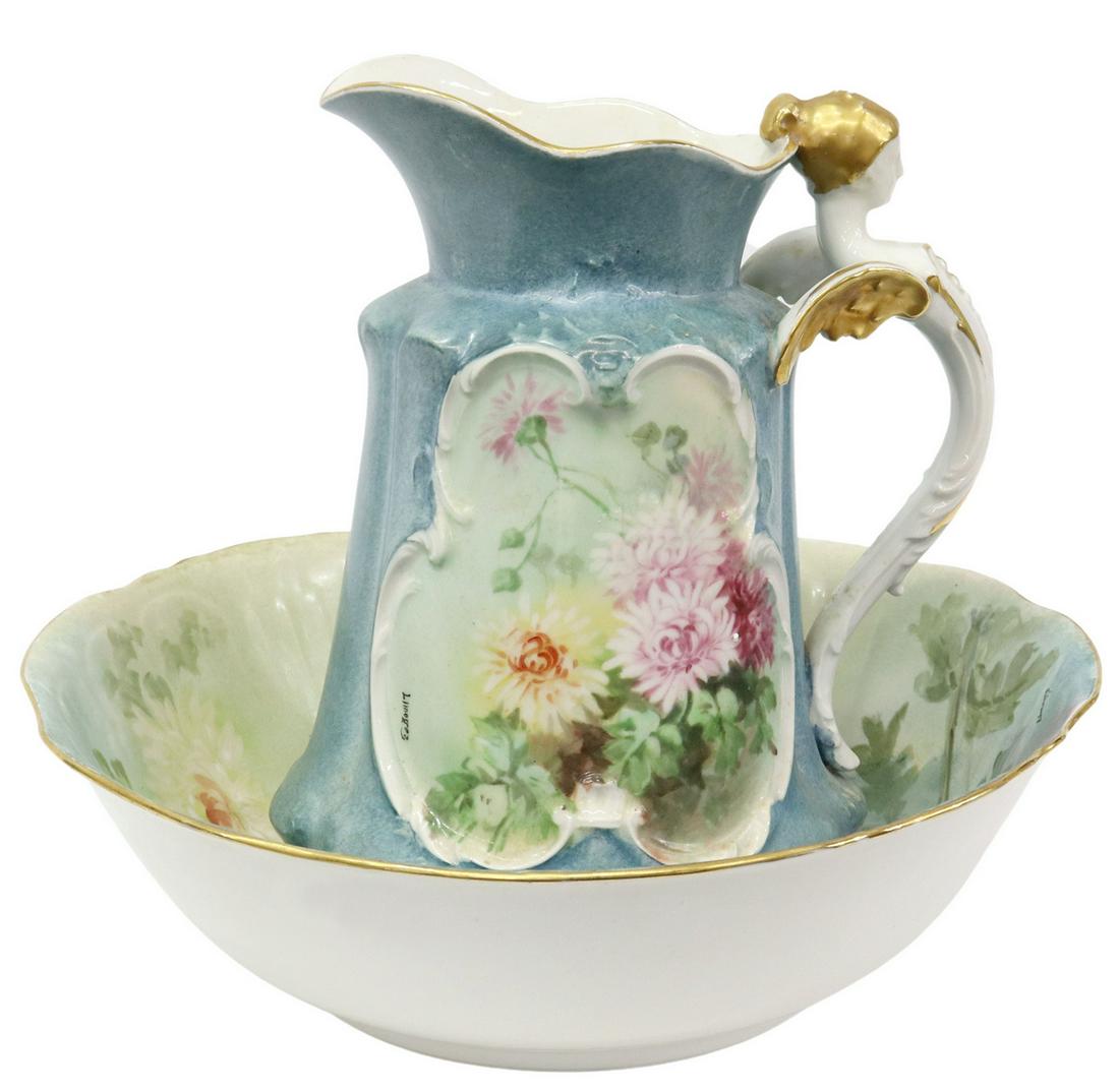 (2) FRENCH LIMOGES HAND-PAINTED WASHBOWL & PITCHER (1 of 7)