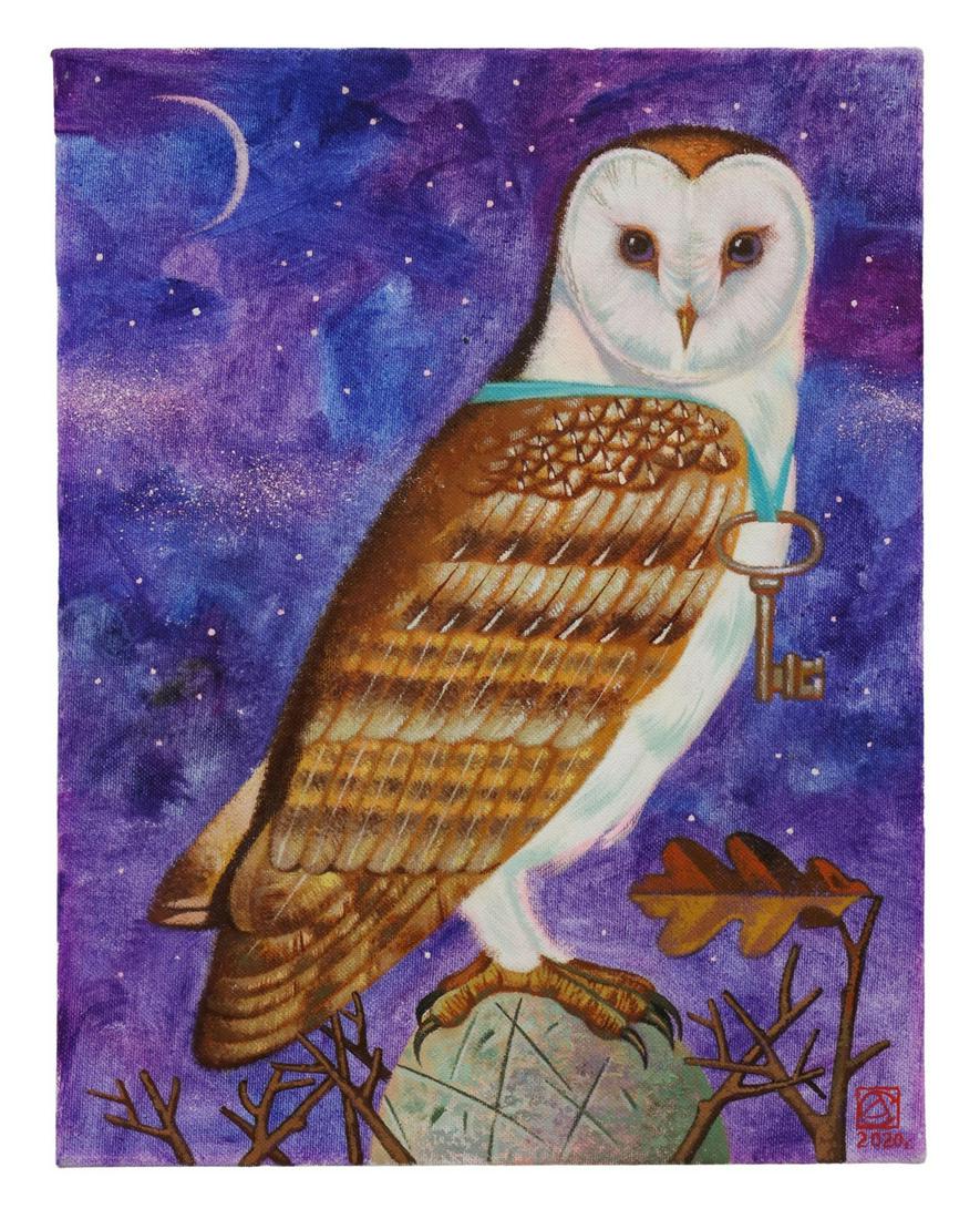 ANDREY SIMAKOV (B.1980) PAINTING BARN OWL W/ KEY (1 of 3)