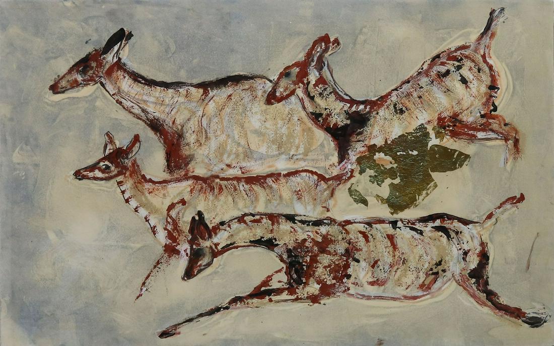 PRISCILLA HOBACK (NM, 1939-2018) DEER MONOTYPE (1 of 4)