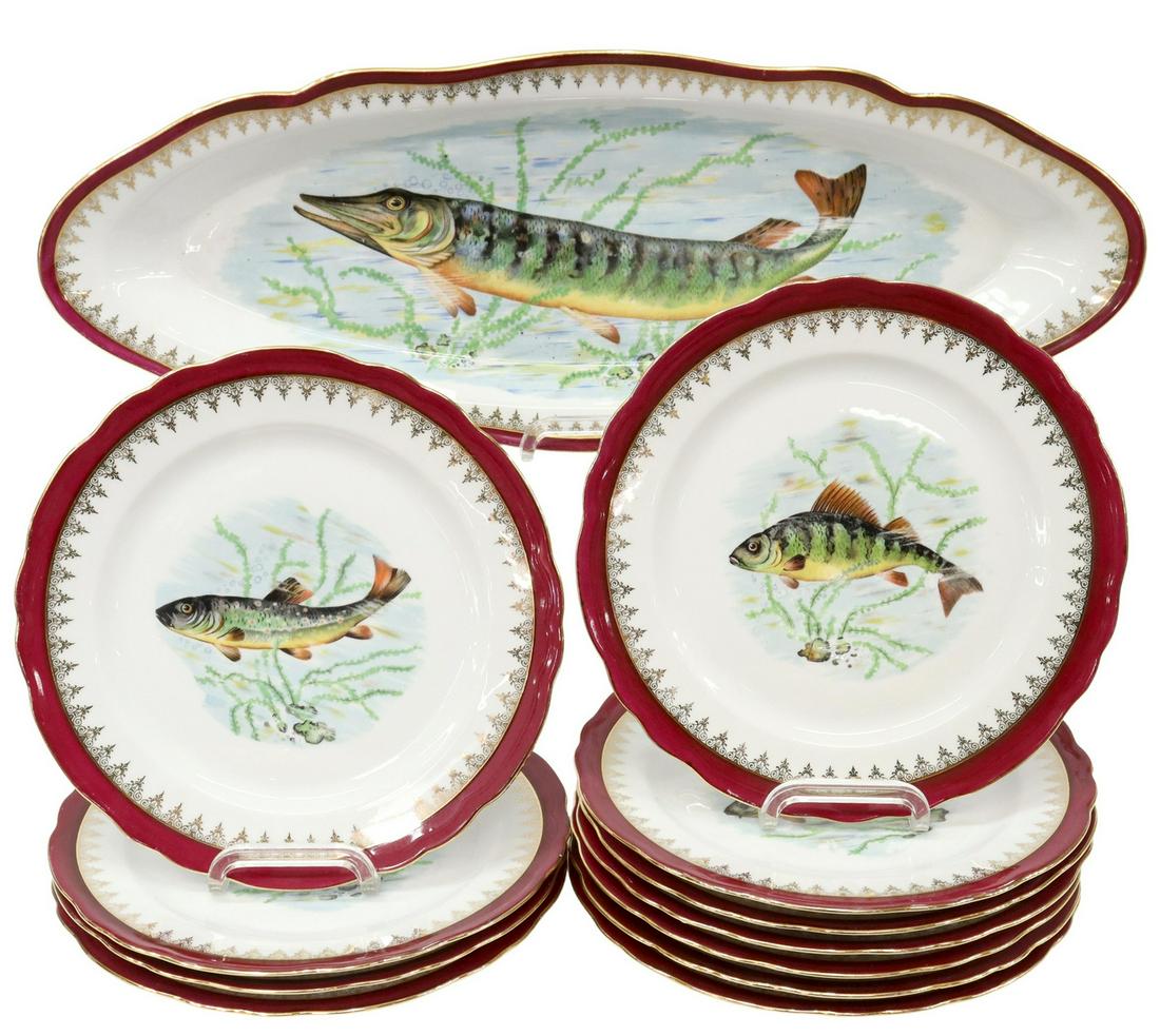 (12) FRENCH PORCELAIN FISH SEAFOOD SERVICE (1 of 4)