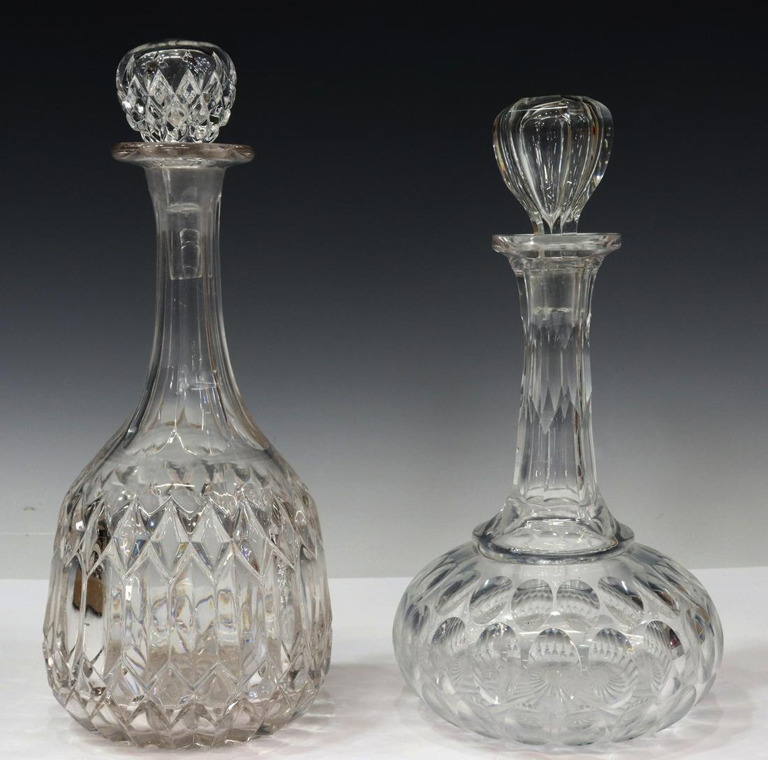 (2) CUT GLASS DECANTERS & STOPPERS (1 of 5)