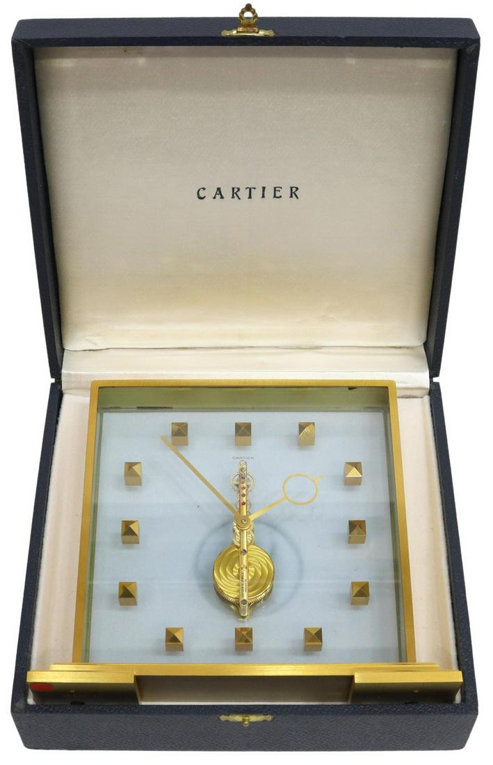JAEGER LeCOULTRE CARTIER BRASS SKELETONISED CLOCK (1 of 10)