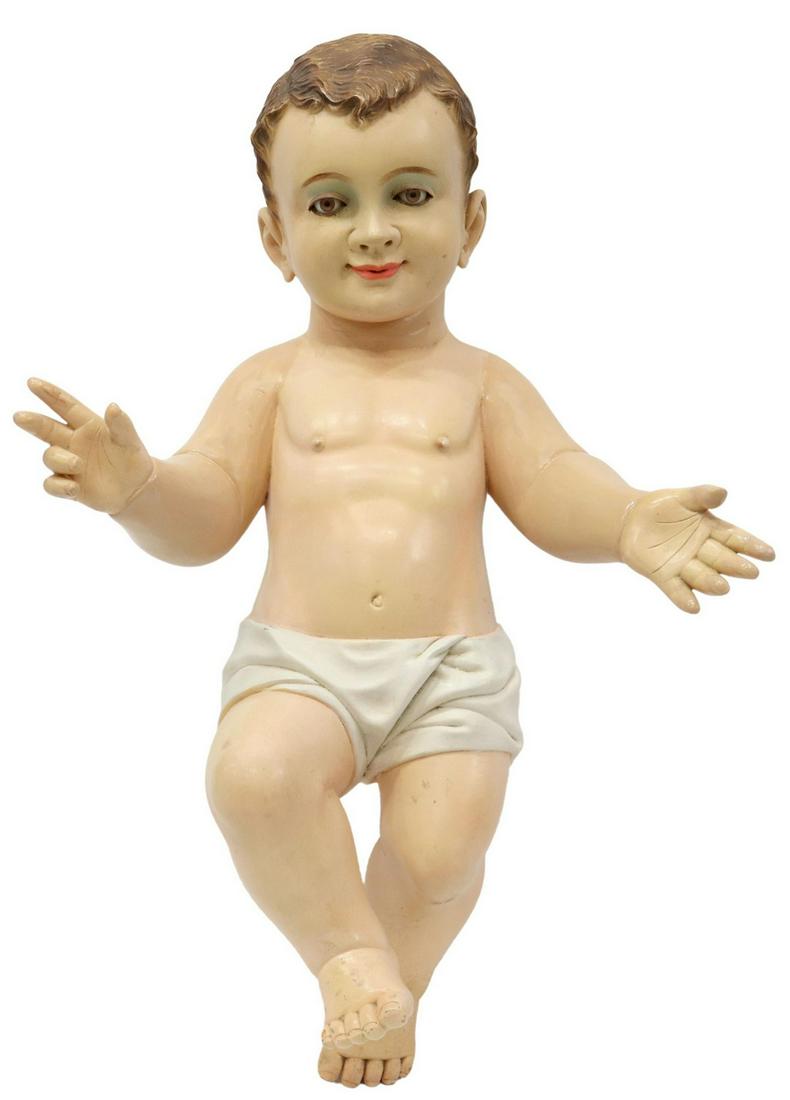 CARVED WOOD NATIVITY FIGURE INFANT JESUS (1 of 4)