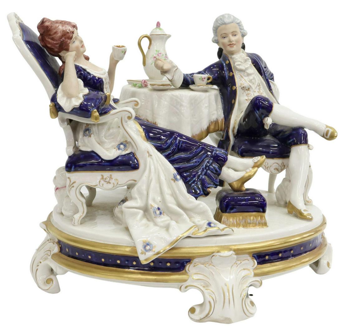 ROYAL DUX PORCELAIN 'TEA TIME' FIGURE GROUP (1 of 5)