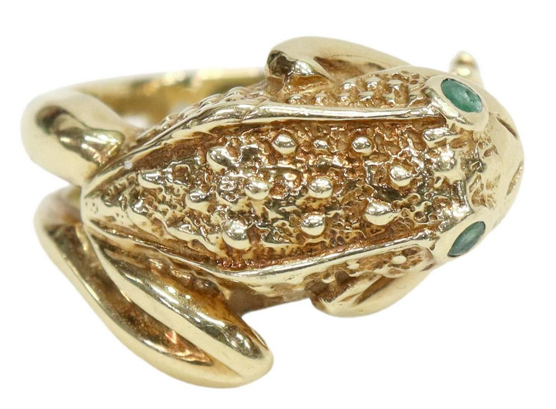 ESTATE 14KT YELLOW GOLD TREE FROG RING (1 of 5)