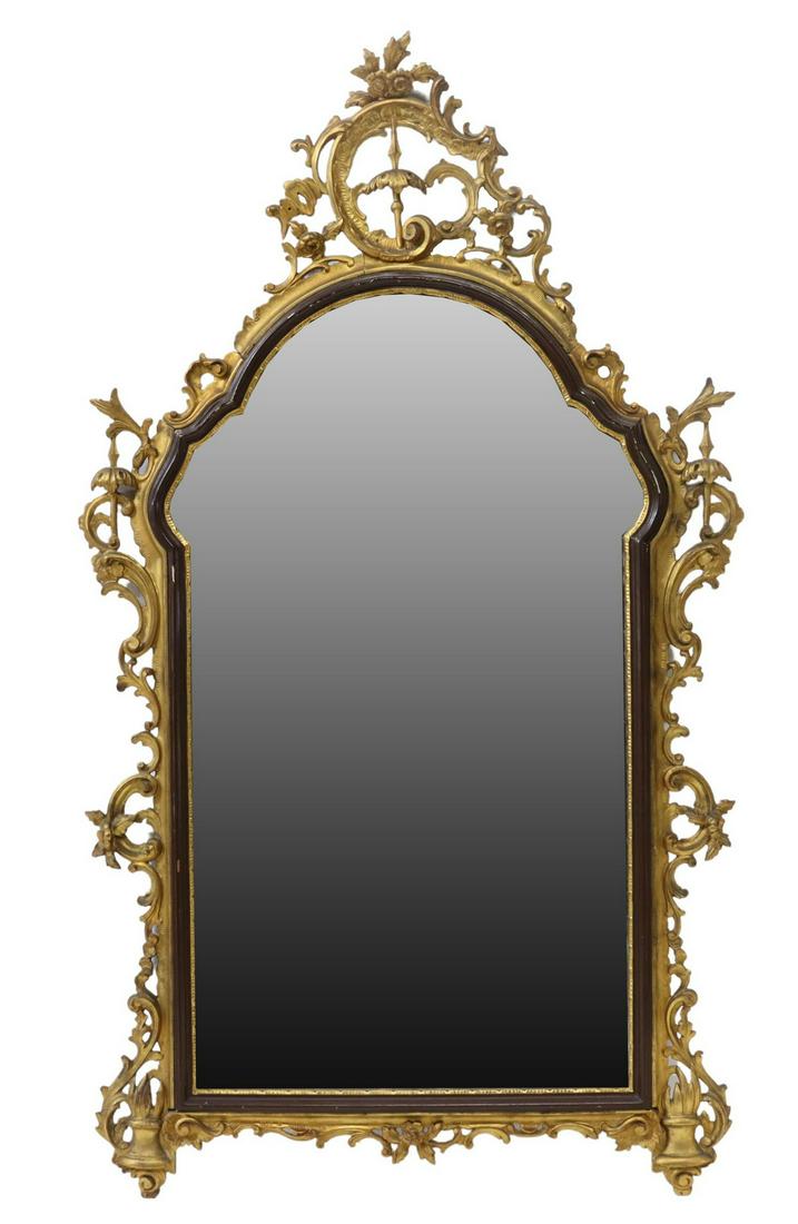 FLORENTINE LOUIS XV STYLE GILTWOOD WALL MIRROR (1 of 3)