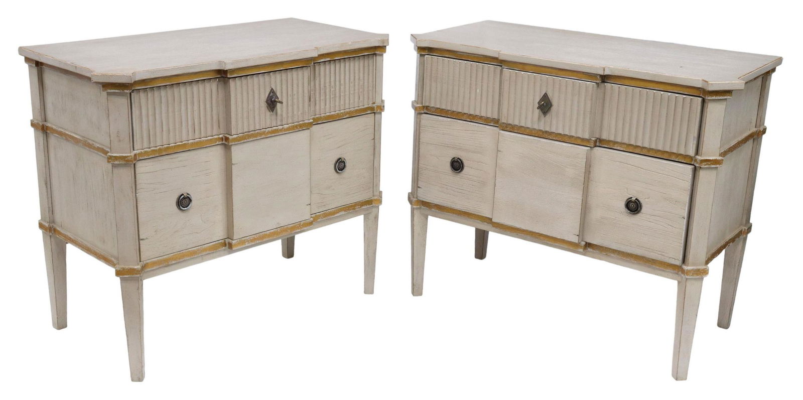 (2) LARGE CONTEMPORARY GILT & PAINTED NIGHTSTANDS (1 of 5)