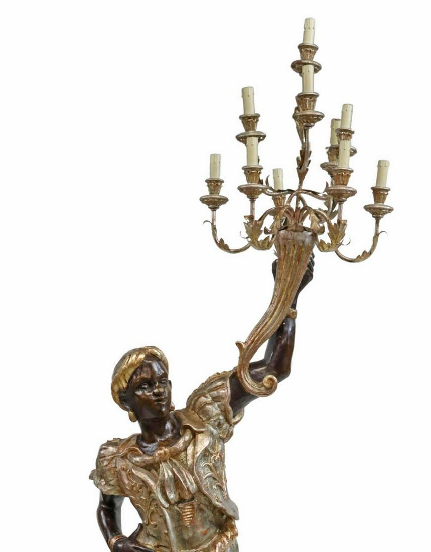 VENETIAN PARCEL GILT BLACKAMOOR 10-LIGHT TORCHIERE (1 of 5)