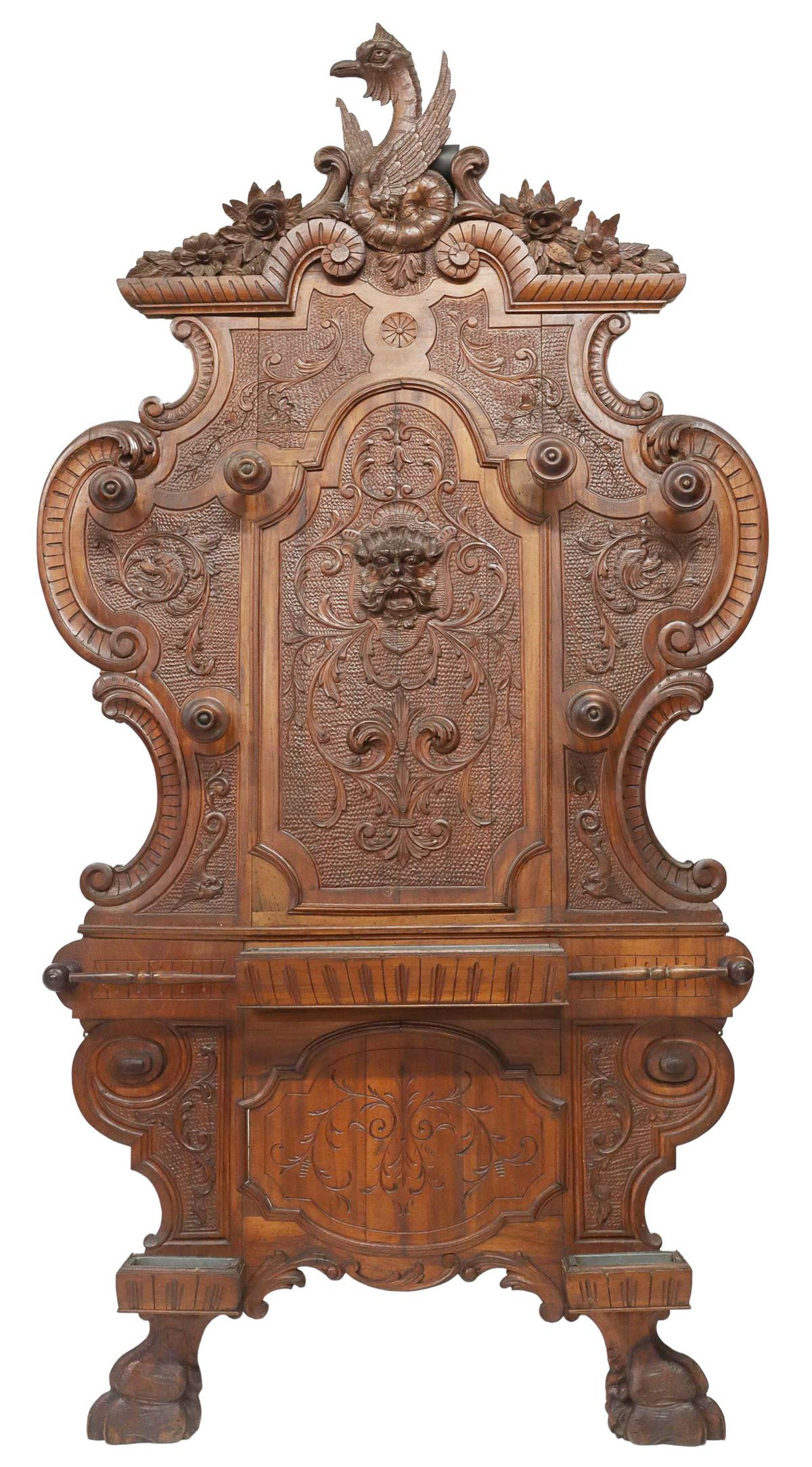 ITALIAN RENAISSANCE REVIVAL WALNUT HALL TREE (1 of 4)