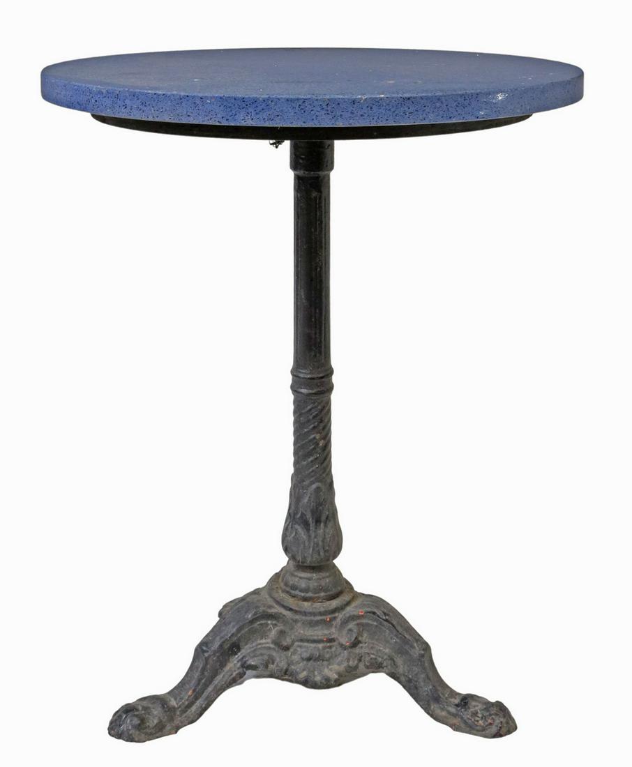 FRENCH GRANITE-TOP CAST IRON BISTRO PEDESTAL TABLE (1 of 3)