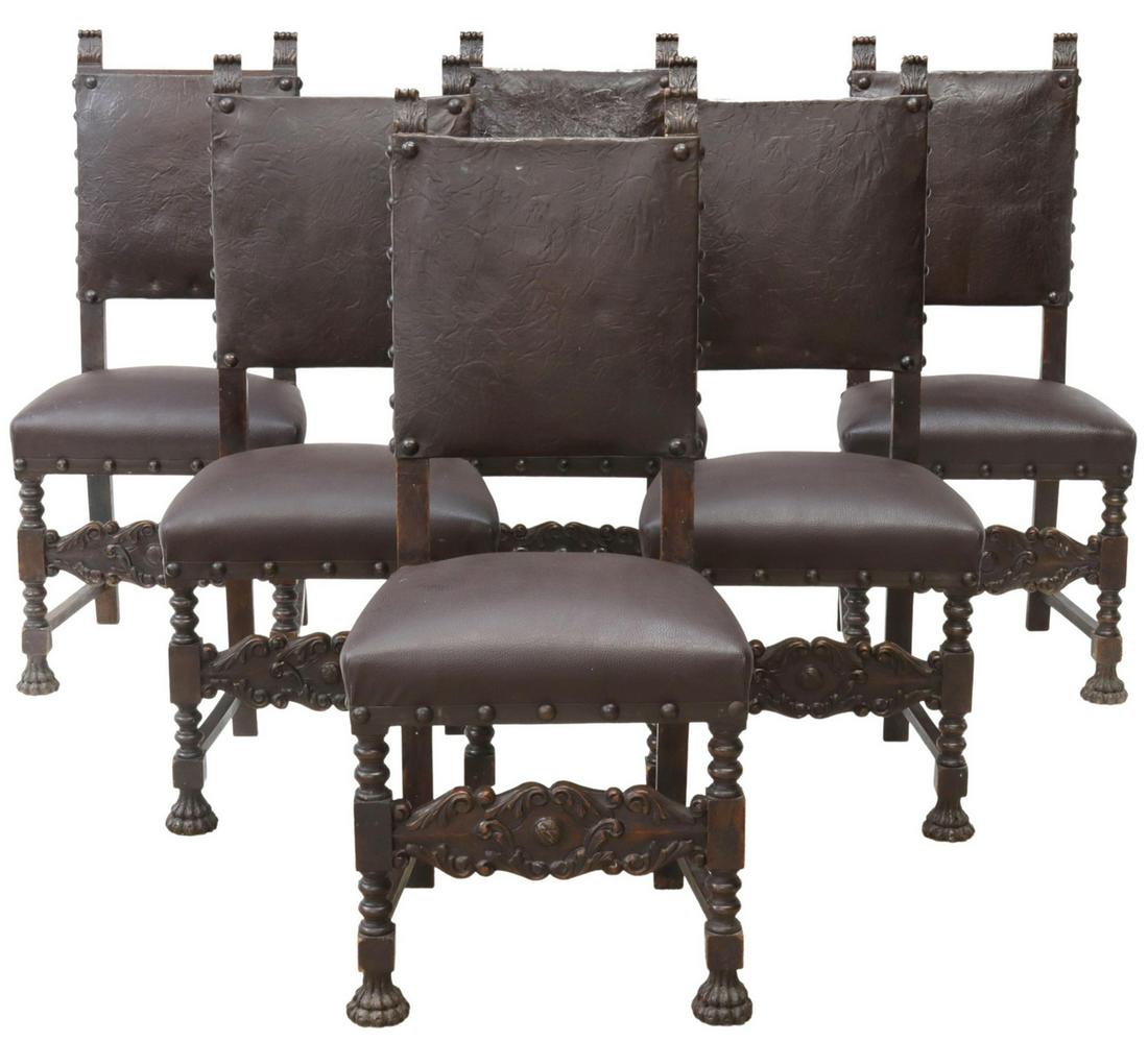 (6) ITALIAN RENAISSANCE REVIVAL WALNUT CHAIRS (1 of 3)