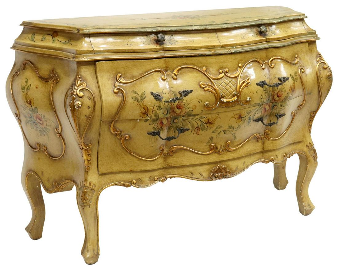VENETIAN PARCEL GILT PAINT DECORATED BOMBE COMMDE (1 of 5)