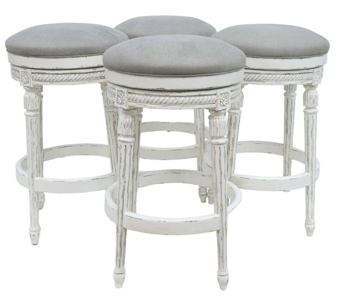 LOUIS XVI STYLE PAINTED & UPHOLSTERED BARSTOOLS (1 of 3)