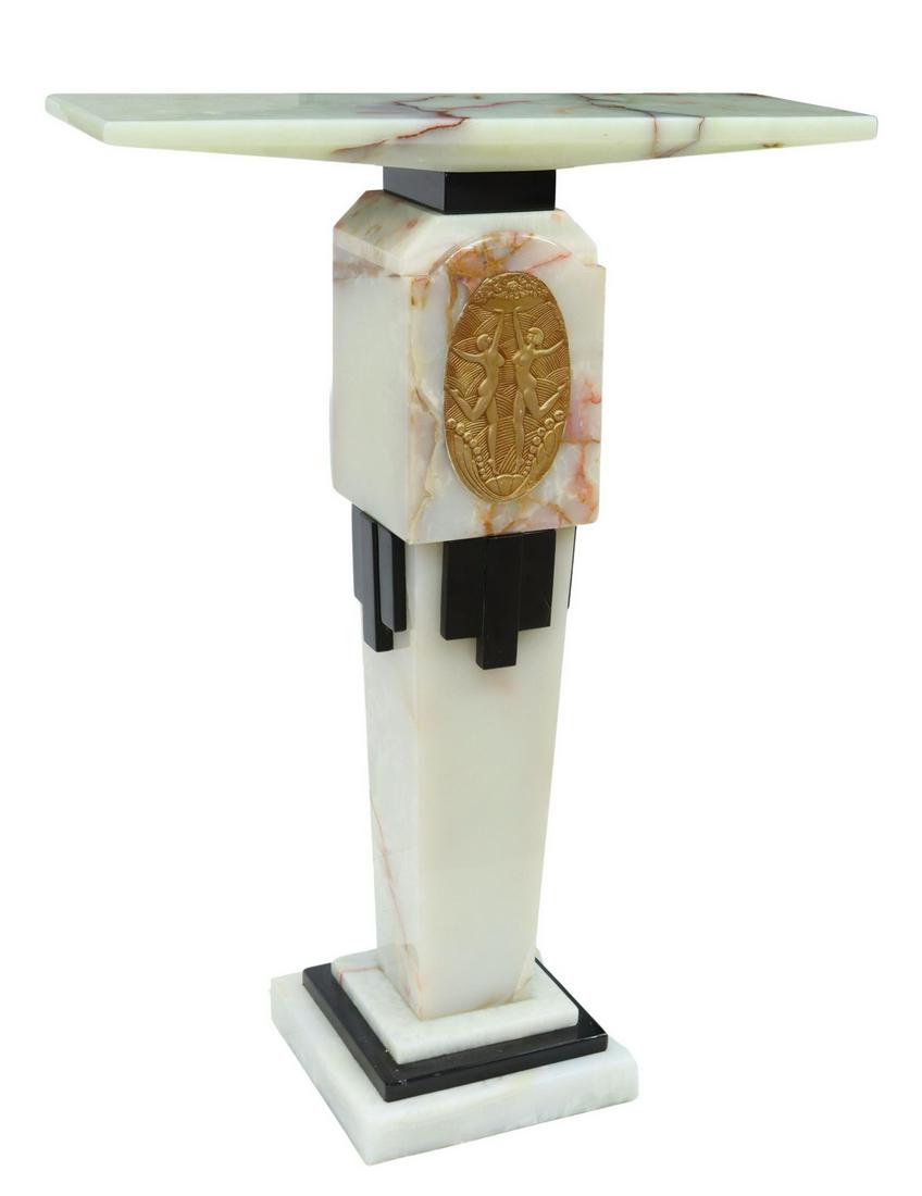 ART DECO STYLE ONYX & MARBLE ILLUMINATED PEDESTAL (1 of 7)