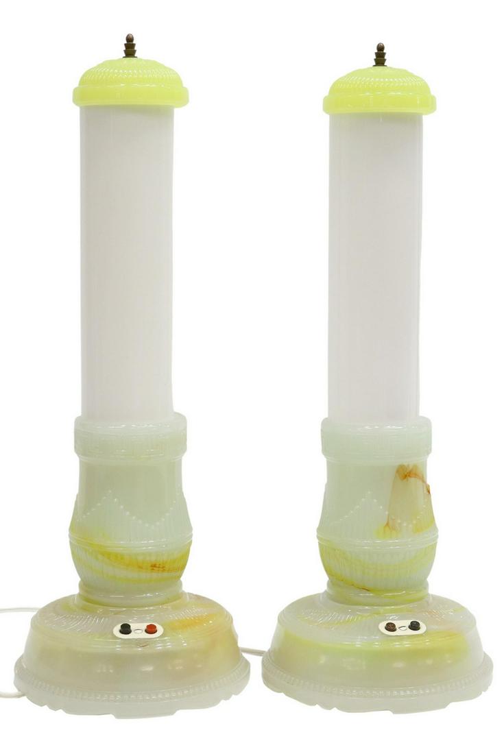 (2) ART DECO GLASS SKYSCRAPER TABLE LAMPS (1 of 5)