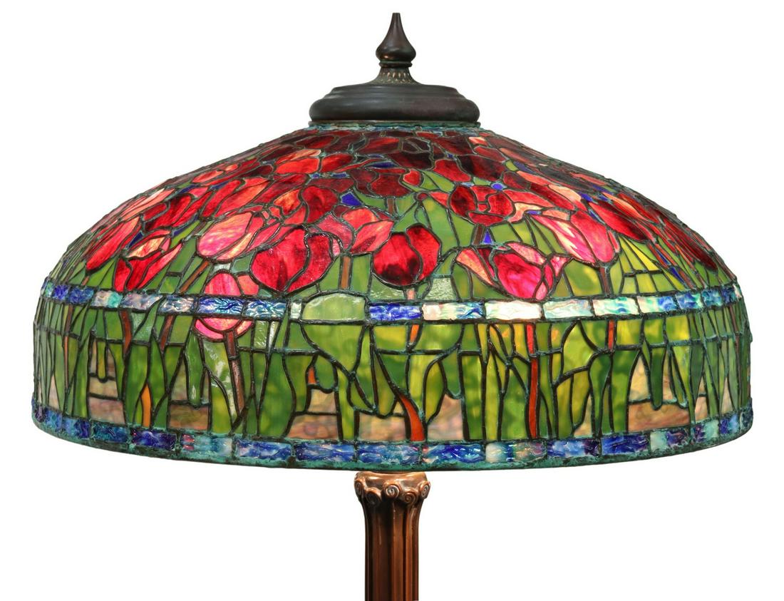 TIFFANY STYLE STAINED & LEADED GLASS FLOOR LAMP (1 of 5)