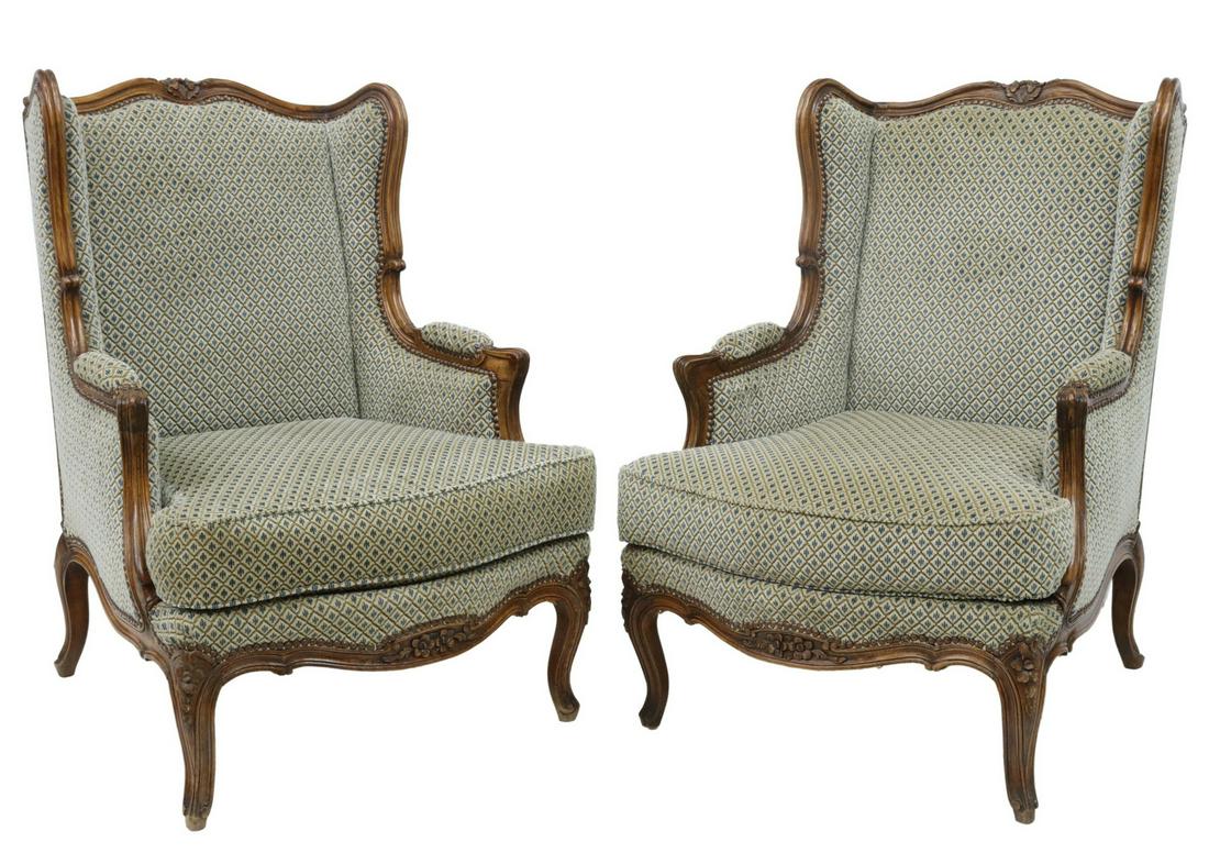 (2) FRENCH LOUIS XV STYLE WINGBACK BERGERES (1 of 3)