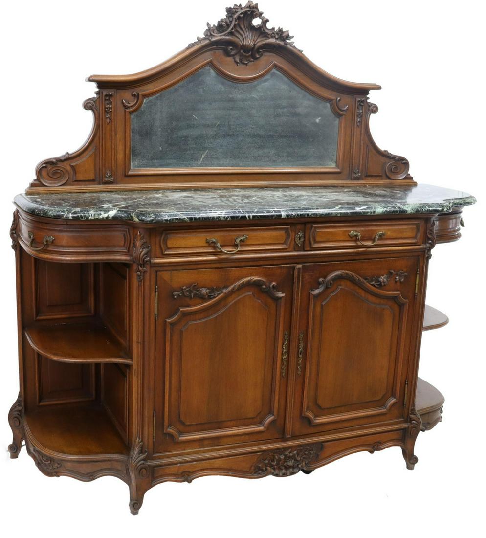 FRENCH LOUIS XV STYLE MIRRORED MARBLE-TOP SERVER (1 of 6)