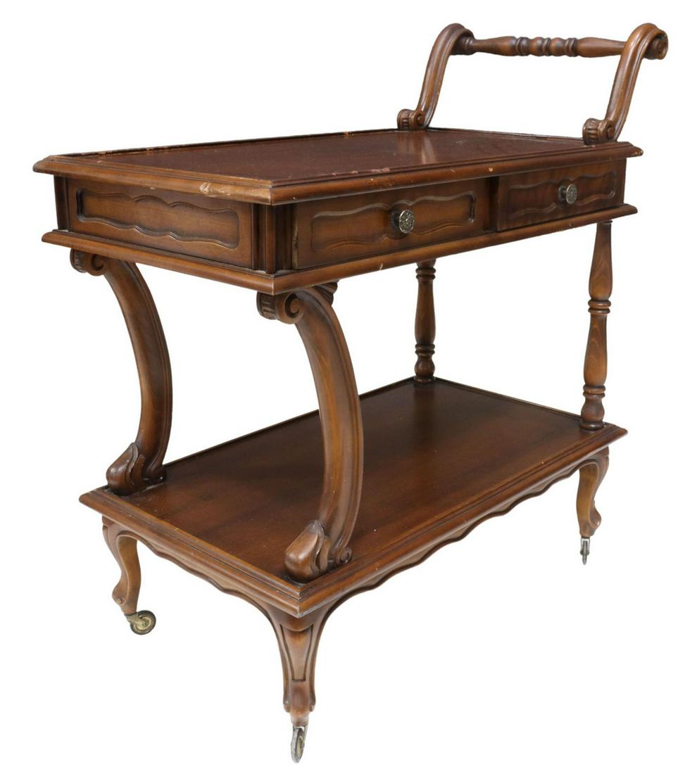 ITALIAN LOUIS XV STYLE WALNUT SERVICE BAR CART (1 of 5)