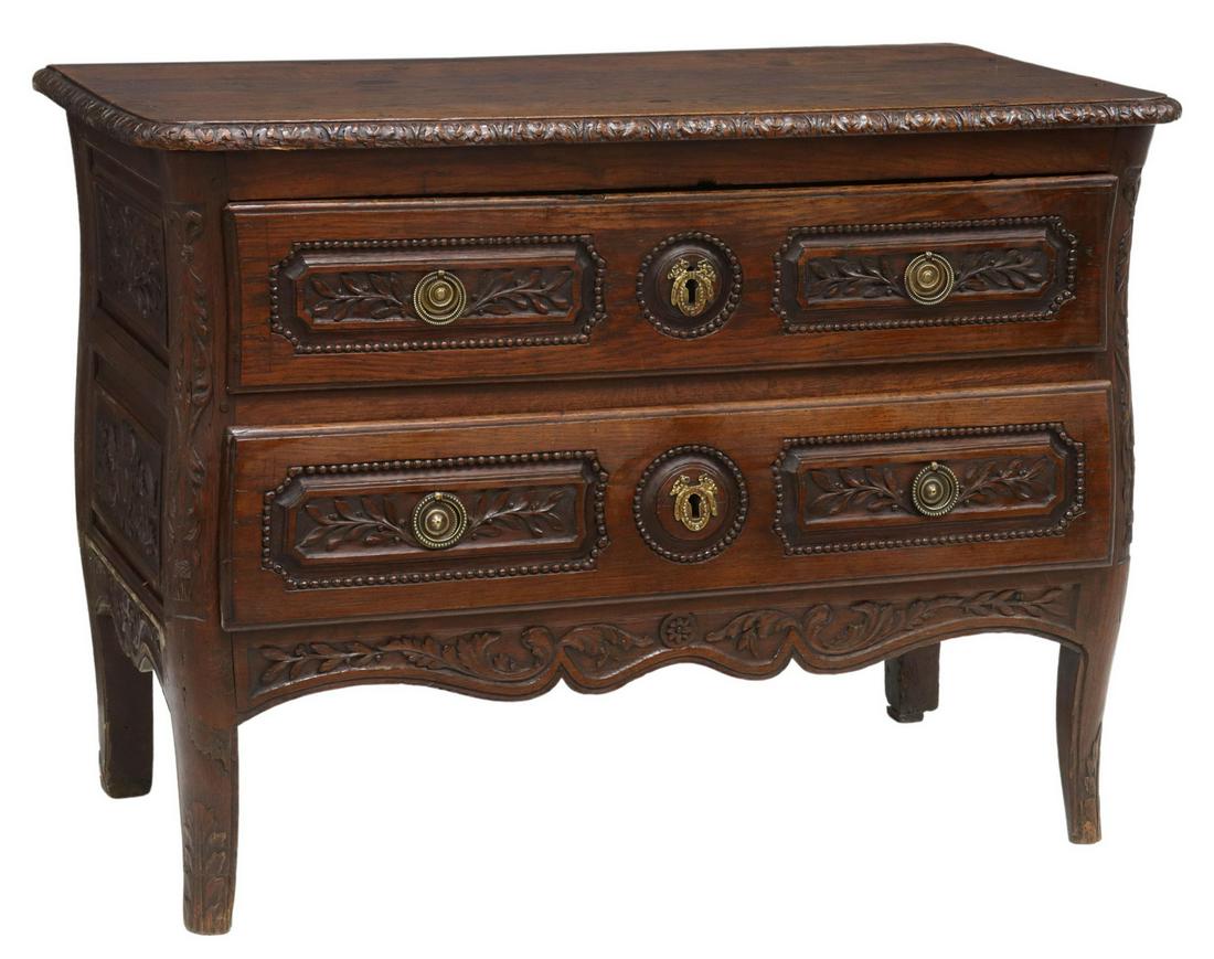 FRENCH PROVINCIAL CARVED OAK COMMODE, 18TH C. (1 of 5)
