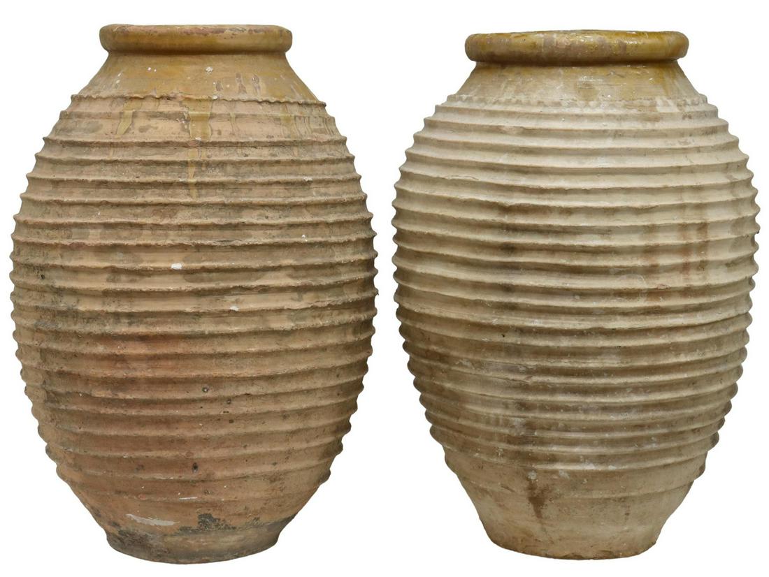 (2) LARGE SPANISH TERRACOTTA OLIVE JARS, 18TH C. (1 of 3)