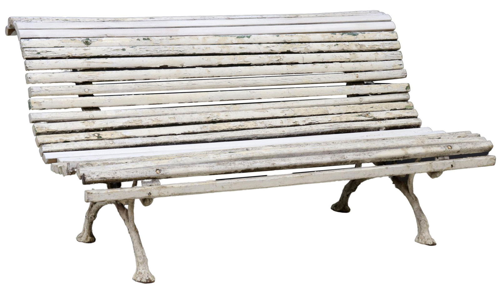 FRENCH SLATTED WOOD & CAST IRON GARDEN BENCH (1 of 3)