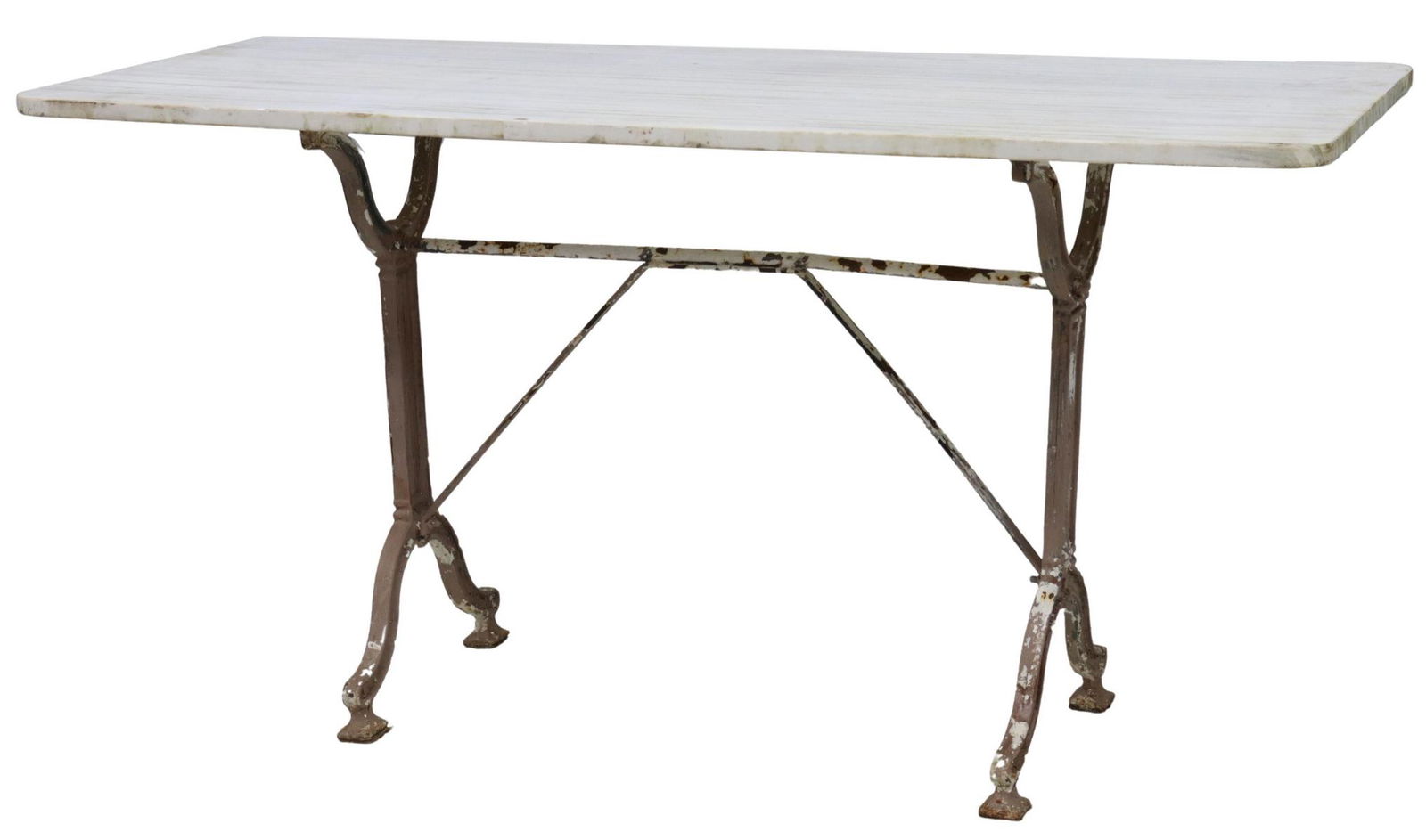 FRENCH PARISIAN MARBLE-TOP CAST IRON BISTRO TABLE (1 of 4)