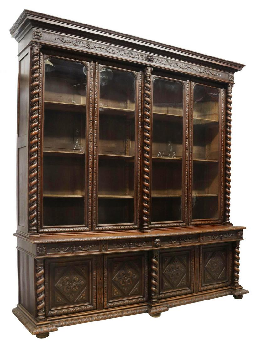 MONUMENTAL FRENCH HENRI II STYLE OAK BOOKCASE (1 of 5)