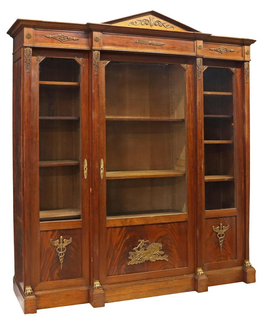 FRENCH EMPIRE STYLE BREAKFRONT BOOKCASE (1 of 4)