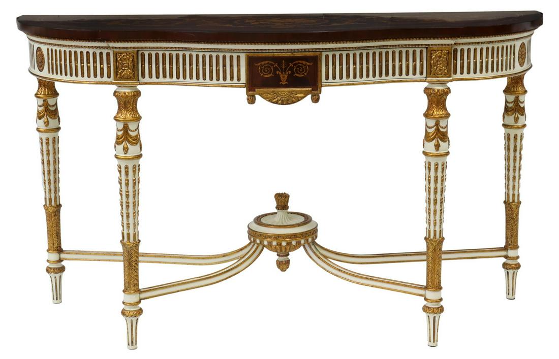 LOUIS XVI STYLE PARCEL GILT MARQUETRY CONSOLE (1 of 4)